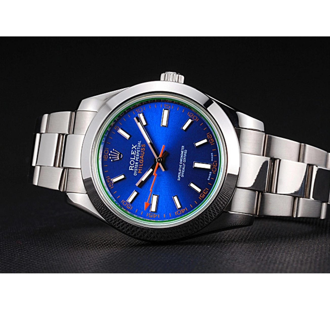 Good Copy Rolex Watches Blue And Stainless Dial Steel Bezel Case 622838 Milgauss Rolex 0618